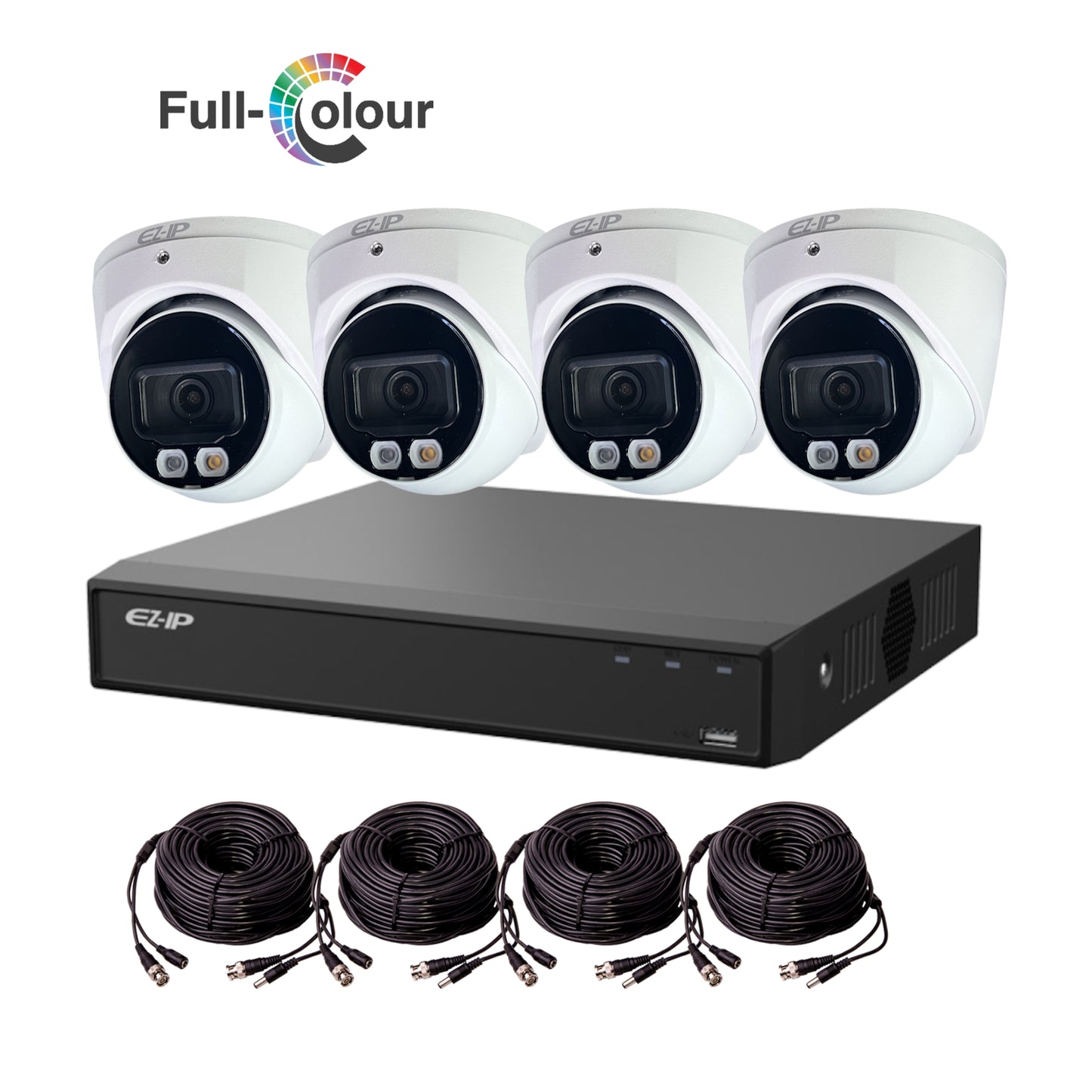 5MP EZ-IP by Dahua Full-Colour HD-Analogue CVI CCTV Kit with 4 Cameras, 2TB HDD and Ready Made Cables