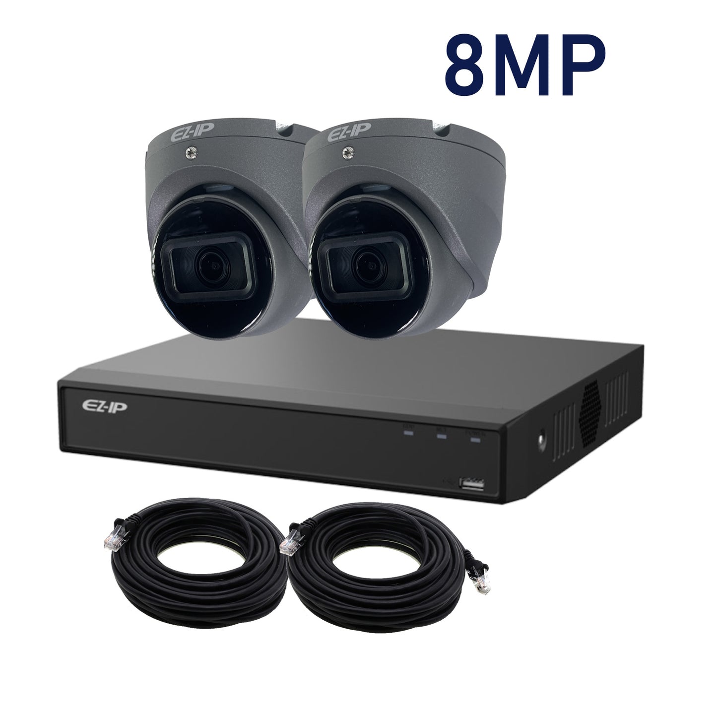 8MP EZ-IP by Dahua IR IP POE CCTV Kit with 2 Cameras, 1TB HDD and Ready Made Cables