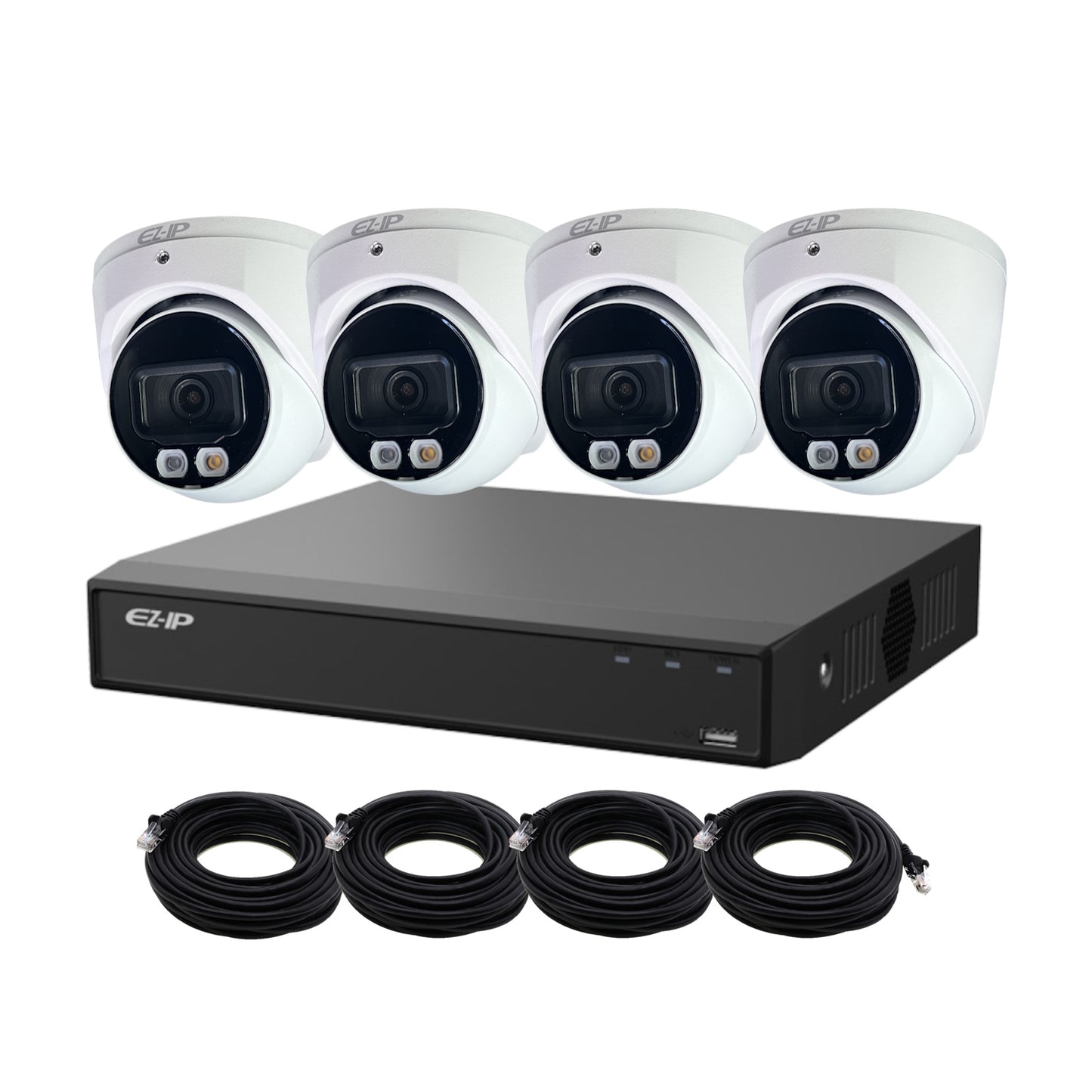 8MP EZ-IP by Dahua Full-Colour IP POE CCTV Kit with 4 Cameras, 2TB HDD and Ready Made Cables