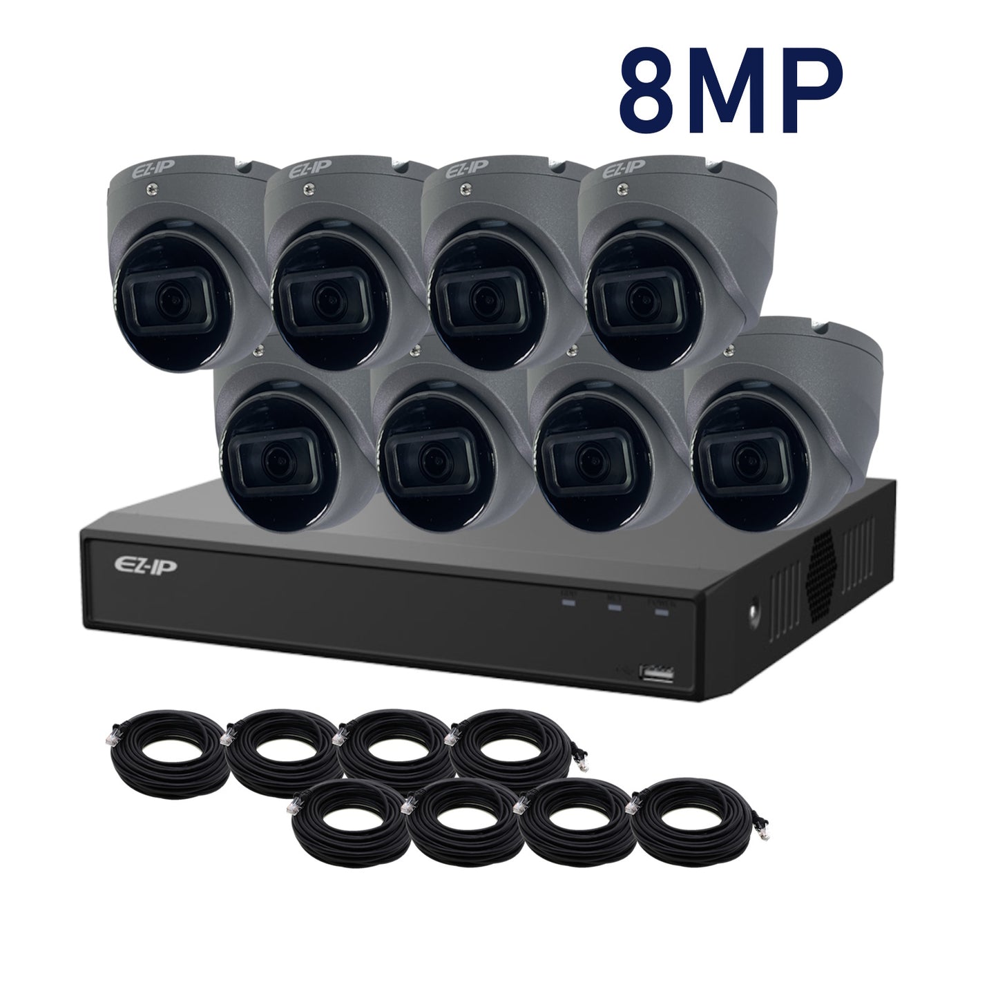 8MP EZ-IP by Dahua IR IP POE CCTV Kit with 8 Cameras, 4TB HDD and Ready Made Cables