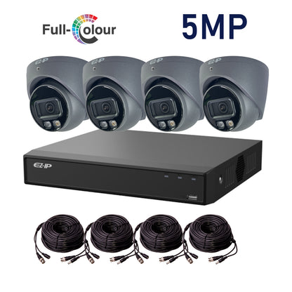 5MP EZ-IP by Dahua Full-Colour HD-Analogue CVI CCTV Kit with 4 Cameras, 2TB HDD and Ready Made Cables