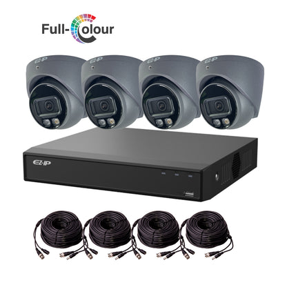 5MP EZ-IP by Dahua Full-Colour HD-Analogue CVI CCTV Kit with 4 Cameras, 2TB HDD and Ready Made Cables