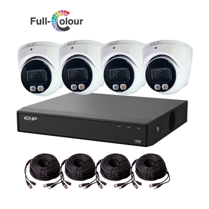 5MP EZ-IP by Dahua Full-Colour HD-Analogue CVI CCTV Kit with 4 Cameras, 2TB HDD and Ready Made Cables
