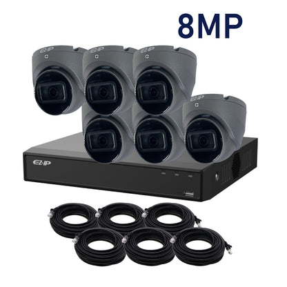 8MP EZ-IP by Dahua IR IP POE CCTV Kit with 6 Cameras, 4TB HDD and Ready Made Cables