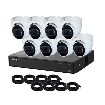 8MP EZ-IP by Dahua IR IP POE CCTV Kit with 8 Cameras, 4TB HDD and Ready Made Cables