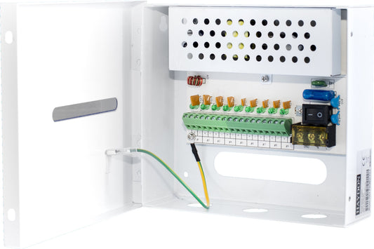 HAY-PSUMULTI-5A Haydon 9 Way 5A Metal Boxed Power Supply 12Vdc